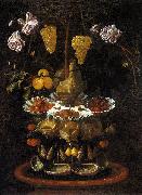 Juan de  Espinosa A fountain of grape vines, roses and apples in a conch shell oil painting